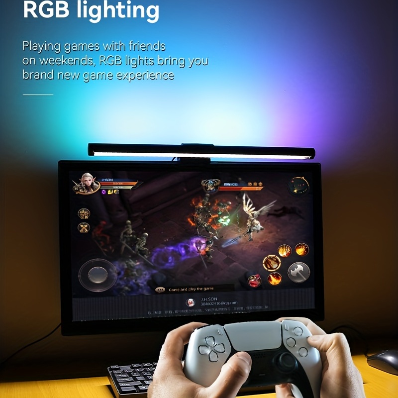 Jhdril Under Monitor Light Bar, Rgb Gaming Lights For Gaming Setup