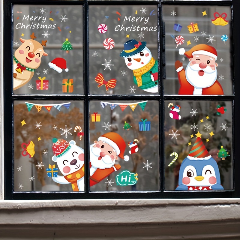 Christmas Window Clings Snowman Santa Claus Christmas Gifts Elk Elf  Christmas Decorations Christmas Window Decals Christmas Window Stickers For  Glass