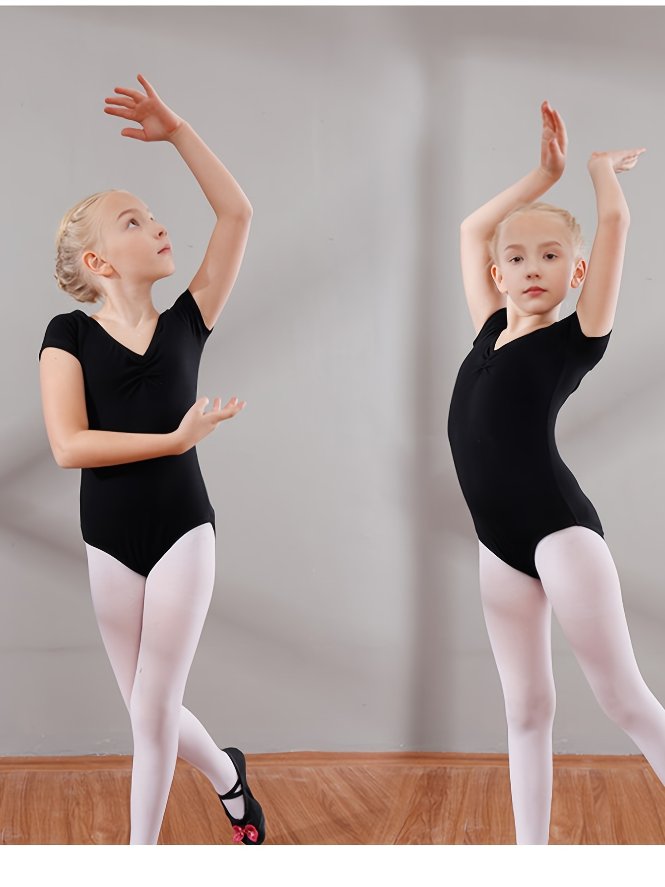 Black Classic Short Sleeve Ballet Leotard for Women - X-Small