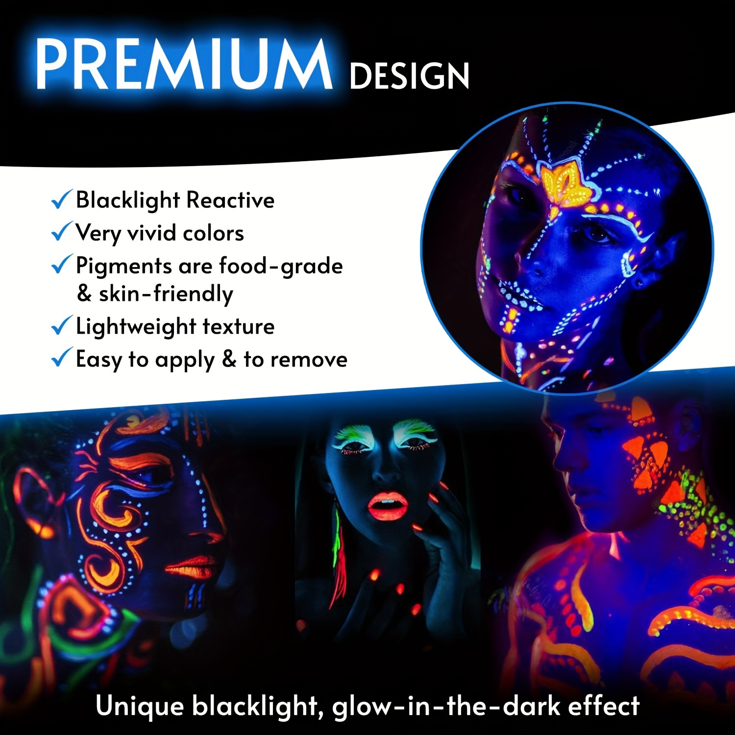 Premium Photo  Unusual fluorescent makeup on the skin of a beautiful woman  glowing under ultraviolet light