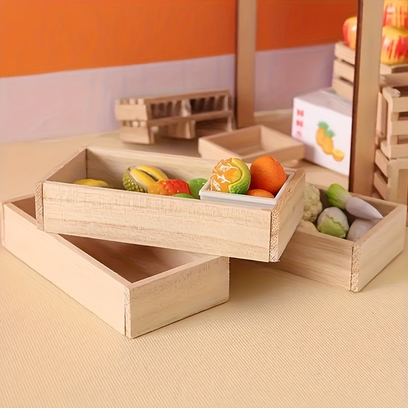 Small Wooden Storage Box Fruit Vegetable Storage Basket Food - Temu