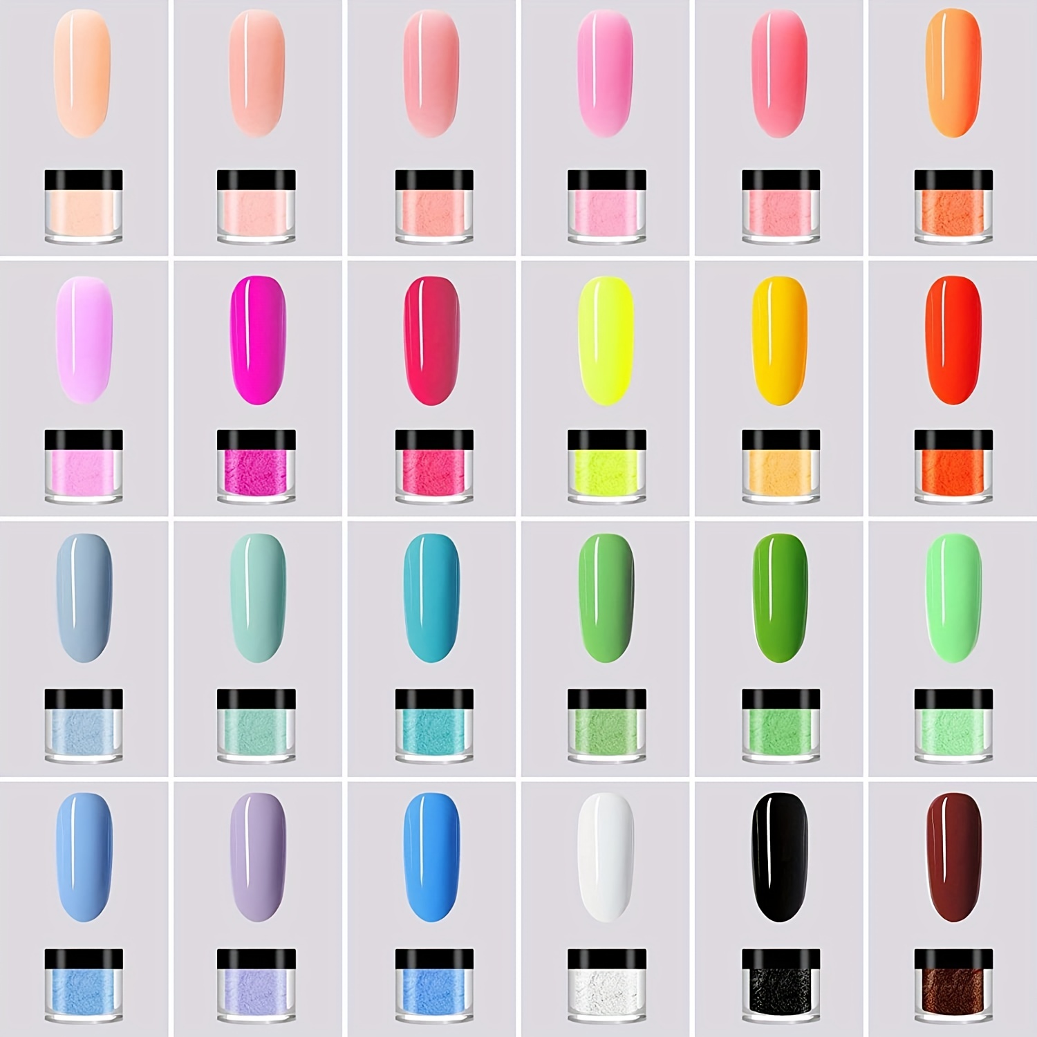 24 Colors Acrylic Nail Powder Set /jar Colored Acrylic - Temu