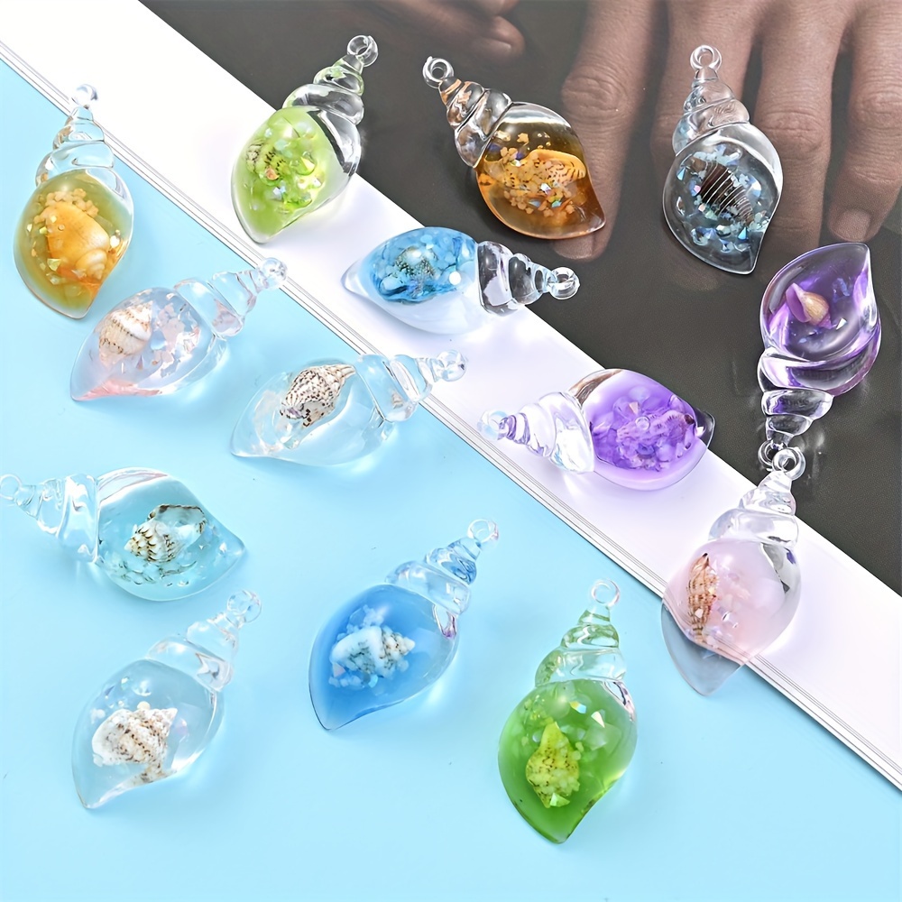 

5pcs 19x39mm Luminous Transparent Conch Resin Pendants Marine Style Charms For Diy Earring Necklace Pendant Key Chain Pendant Accessories Hair Decoration Material Accessories
