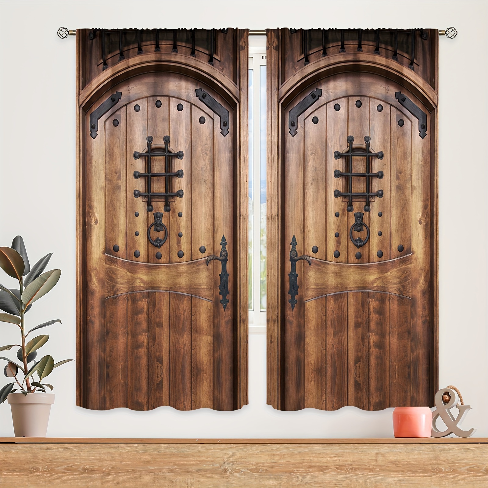 Cortina de puerta con cuentas de madera natural, cortina de cuentas de  estilo retro, cortinas de armarios de particiones hechas a mano, cortina de