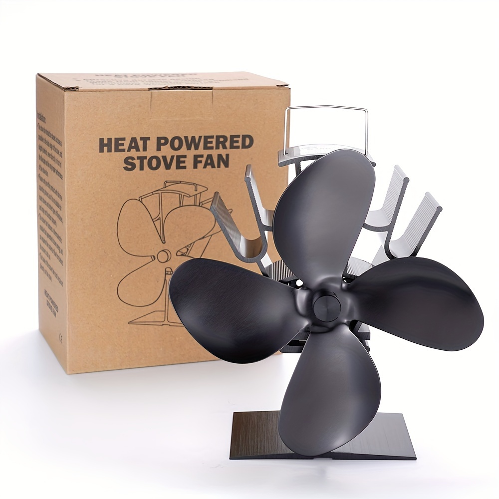 Heat Powered Stove Fan Energy efficient 4 blade Fireplace - Temu