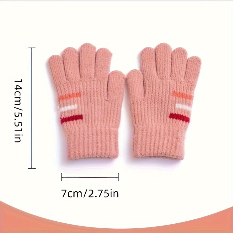 Acheter 1 paire de gants chauds d'hiver pour enfants, jolis gants tricotés  à doigts fendus rayés pour garçons et filles de 3 à 8 ans