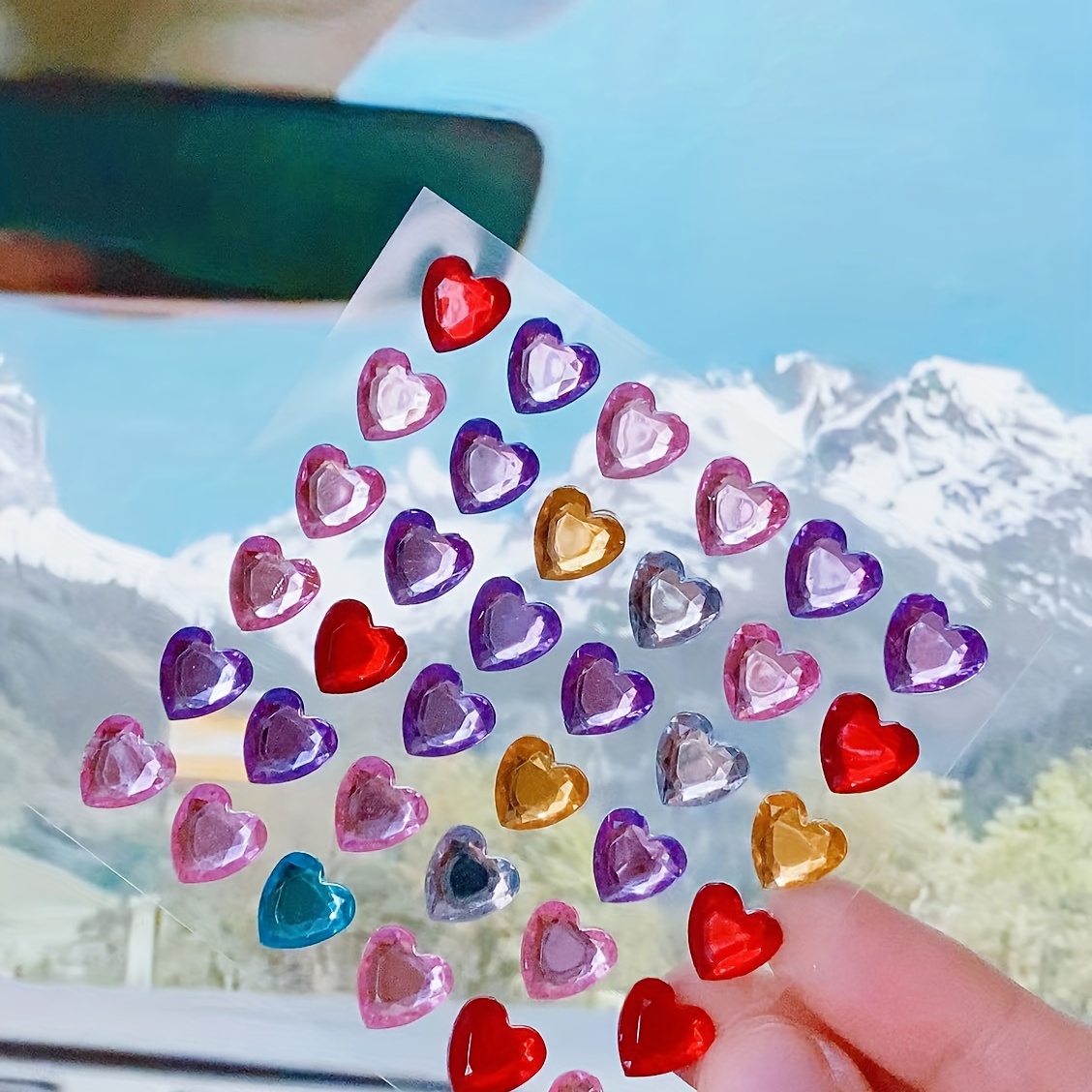 Autocollant En Cristal En Forme De Coeur Mignon En 3D Brillant