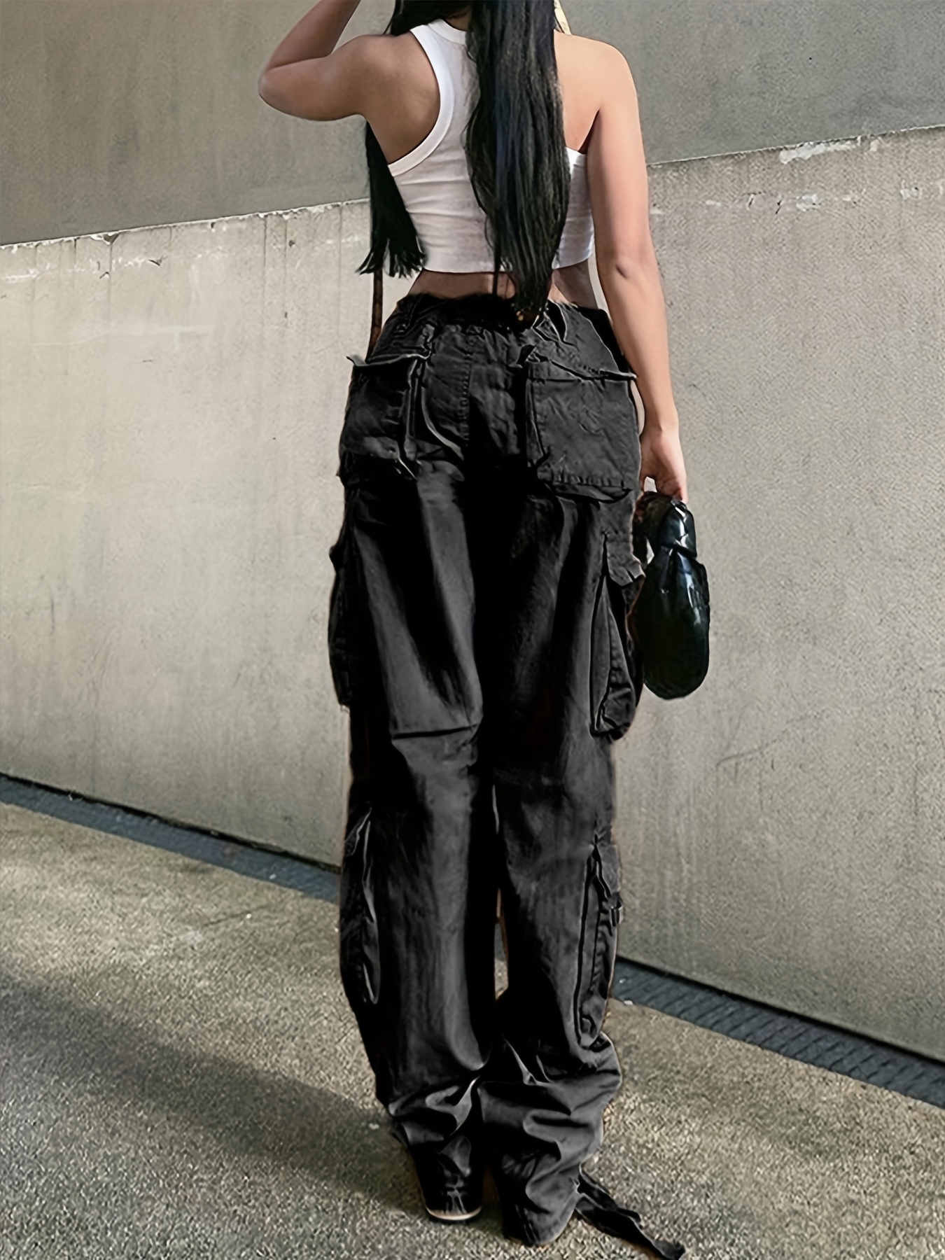 Wide Legs Baggy Cargo Pants Flap Pockets Girl's Y2k Style - Temu Austria