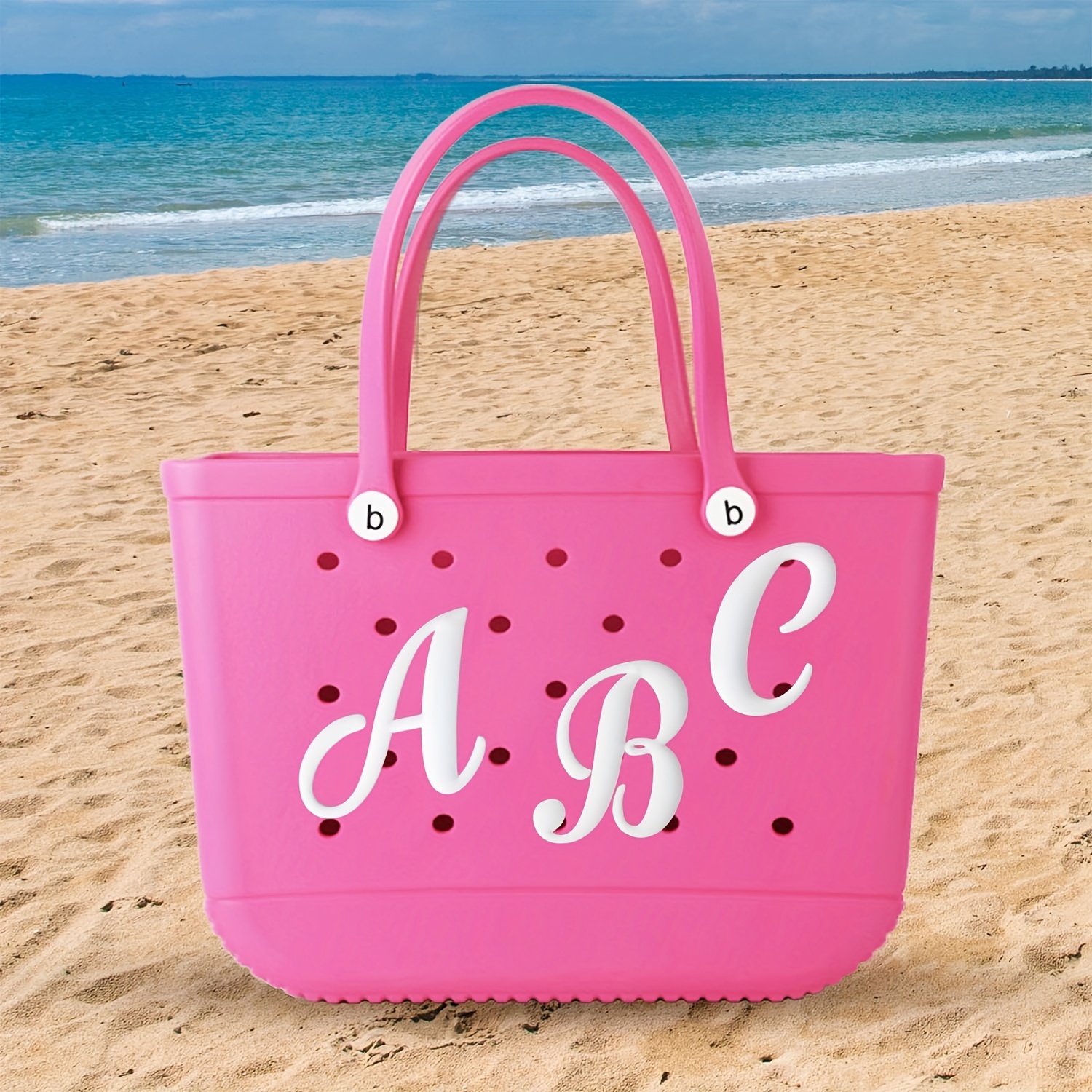 Accessories Compatible with Bogg Bags,Decorative Alphabet Lettering scenic Patterns Rubber Totes Inserts,Deacor Your Tote Bag(H)