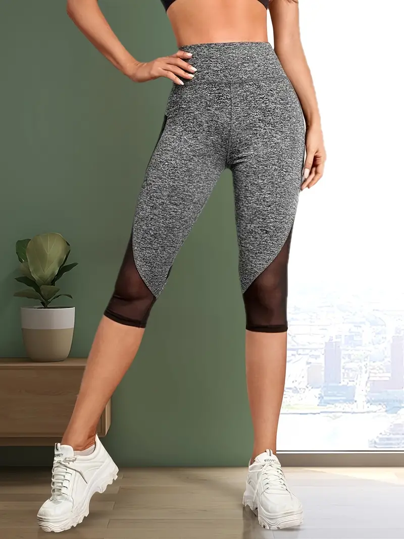 Sexy Contrast Color Capri Pants Side Pockets Women Mesh - Temu