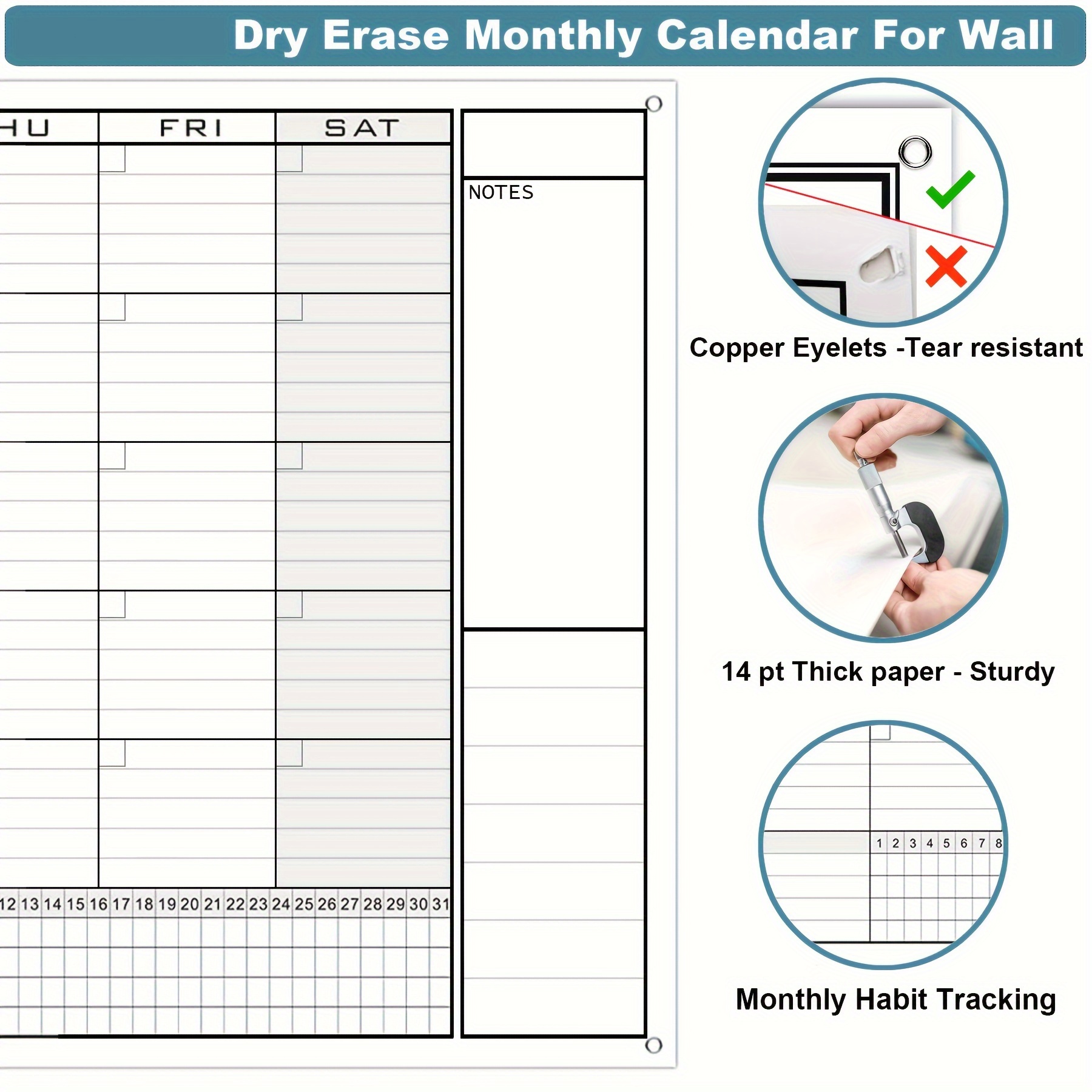 Self Adhesive Laminated Wall Planner Whiteboard Dry Wipe Reusable