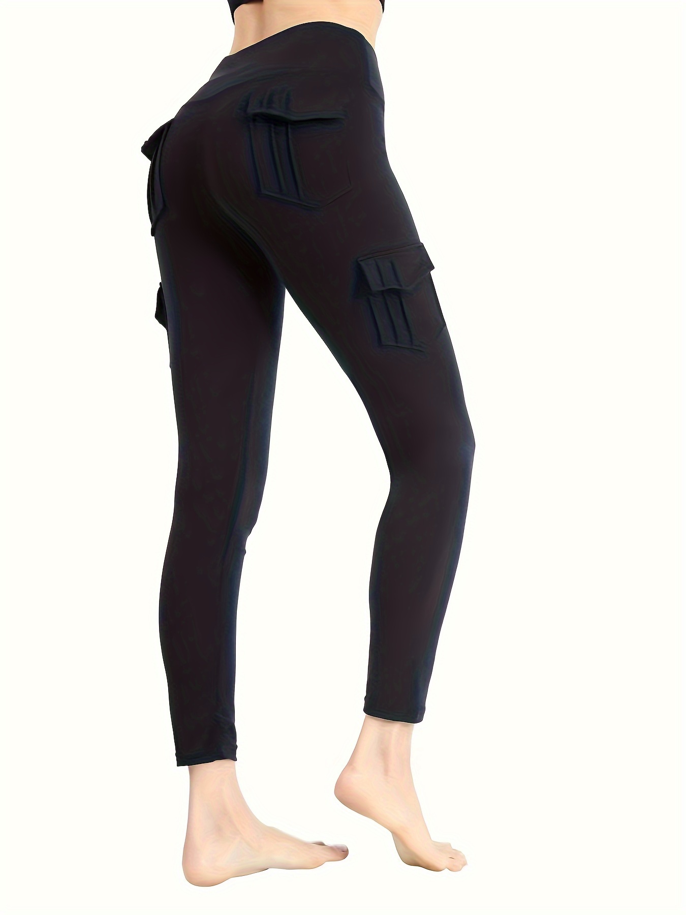 Leggings Negros Yoga Cintura Alta Bolsillo Mujer Pantalones - Temu