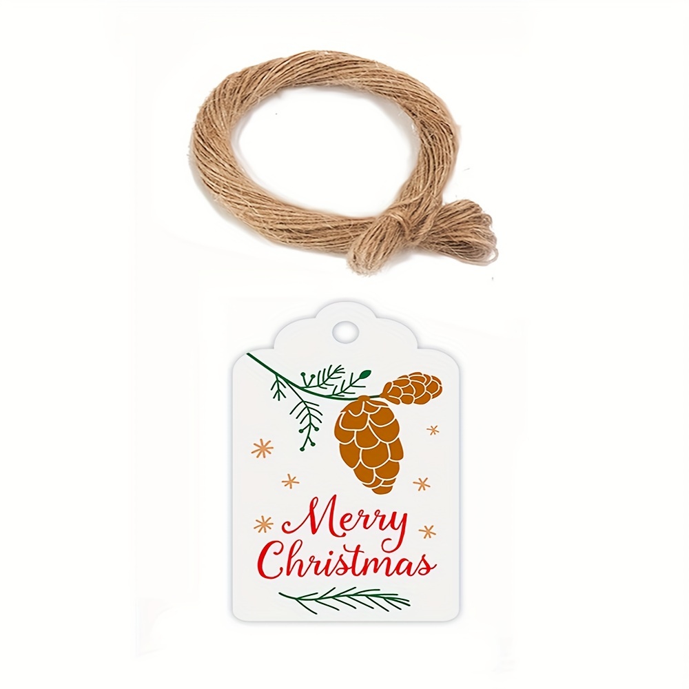 Merry Christmas Tags With Ropes Kraft Paper Card Gift Label - Temu