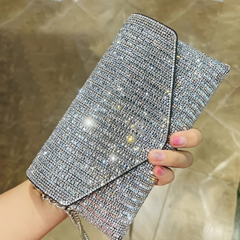 Crystal Shiny Rhinestone Diamond Evening Bag Luxury Designer Wedding Party  Clutch Purse Women's Handbag Shoulder Chain Bag