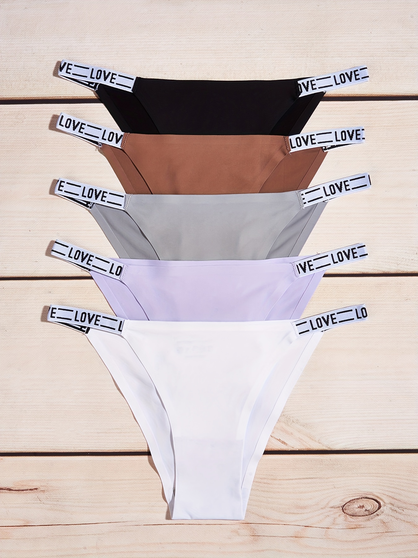 Ribbed Soft Cotton Letter Tape Briefs Panties Pack Women's - Temu Canada