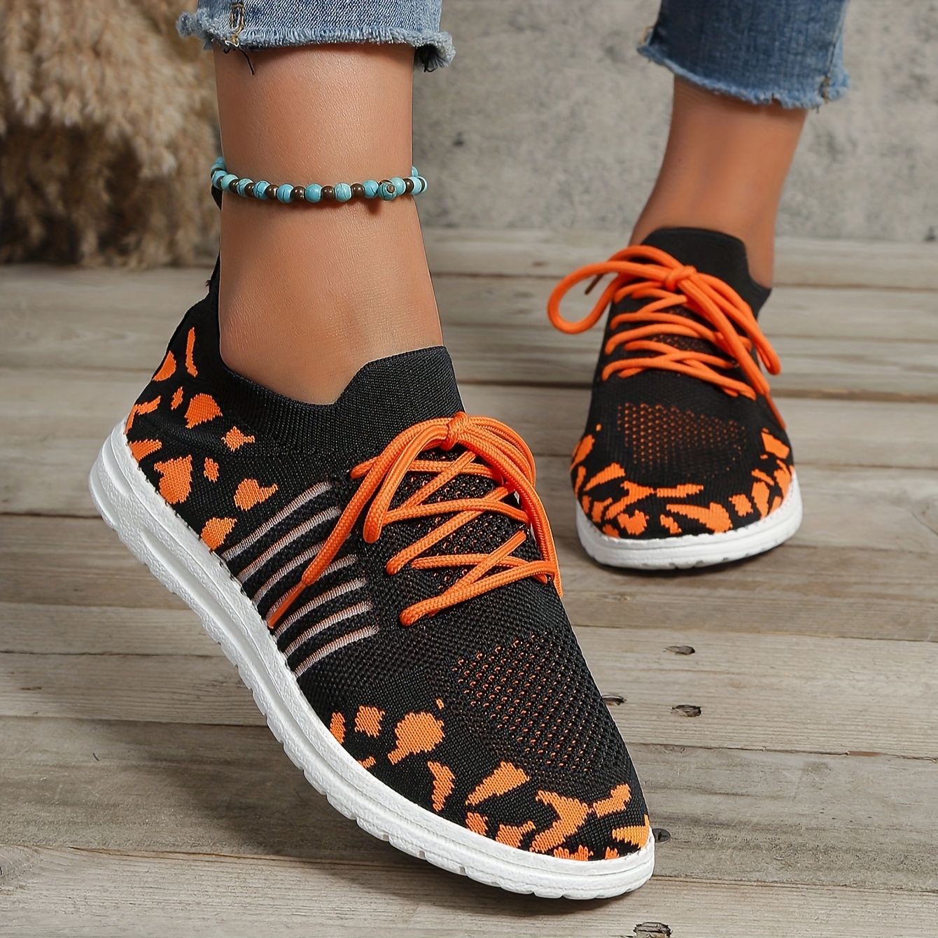 Temu Lace-up Women Lightweight And Breathable Sneakers Weaving