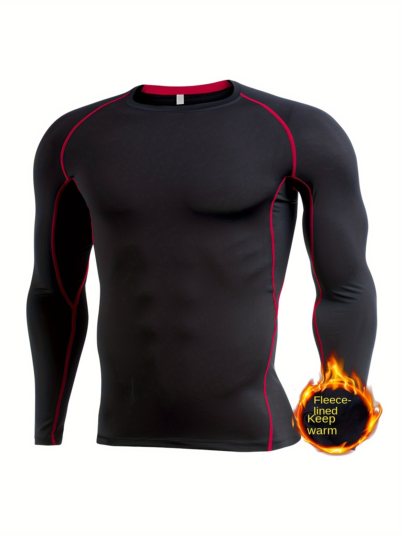 Men Thermal Flecce Long Sleeve Compression Shirts Athletic Base