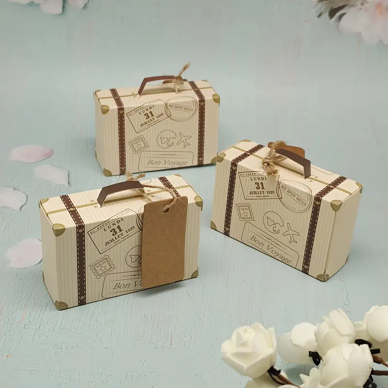 10/50pcs, Mini Travel Case Gift Packaging Box Candy Box With Hemp Rope Tag,  Cheapest Items Available, Sale, Small Business Supplies, Packaging Box, We