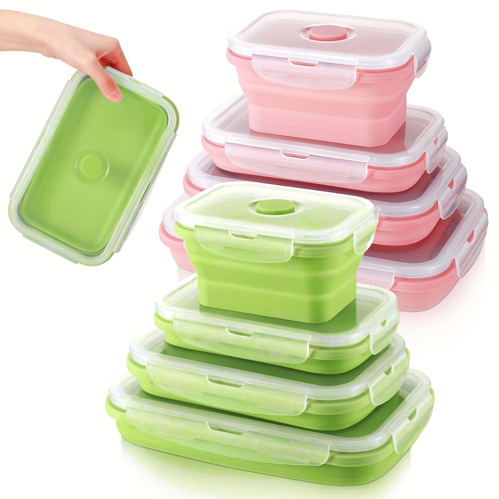 8Pcs Collapsible Food Storage Containers Reusable Silicone Lunch Containers  US