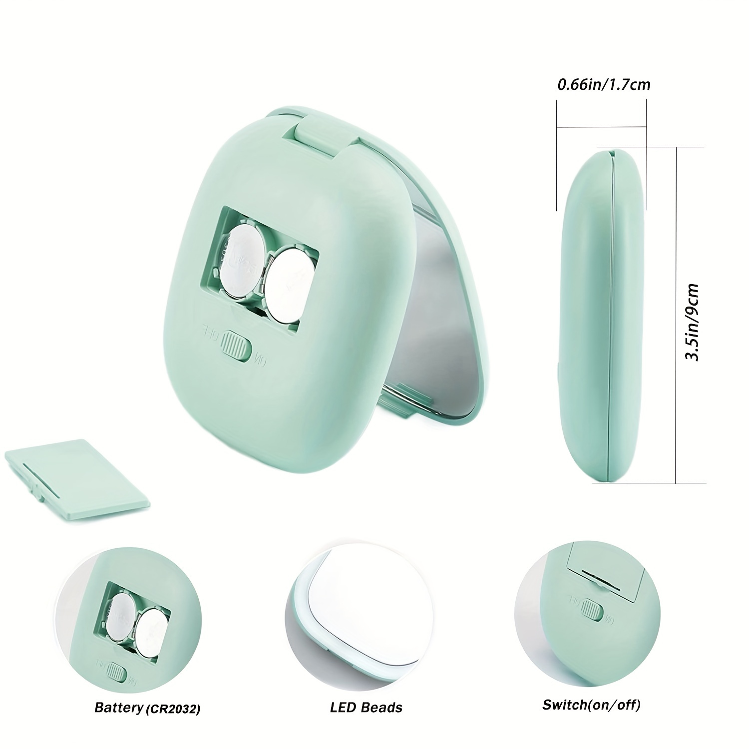 LED Pocket Mirror 1X 5X Magnification Compact Travel Makeup Mirror
