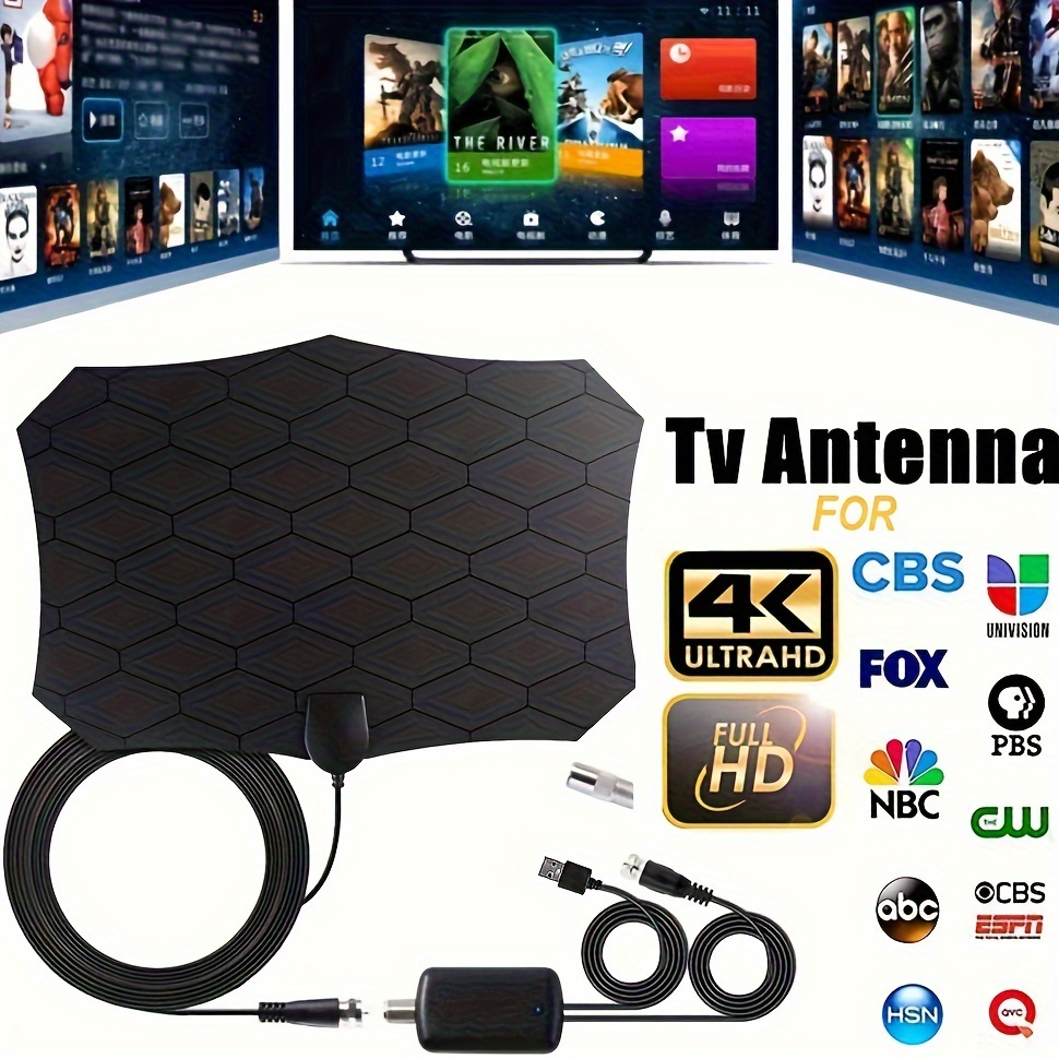 Antena Tv Smart Tv Antena Tv Digital Amplificada Interiores Alcance 300  Millas, Compatible 4k, 8k, 720p 1080p En Modo Hd. Reforzador Señal Vhf Uhf  Exteriores Todas Tvs - Hogar Inteligente - Temu