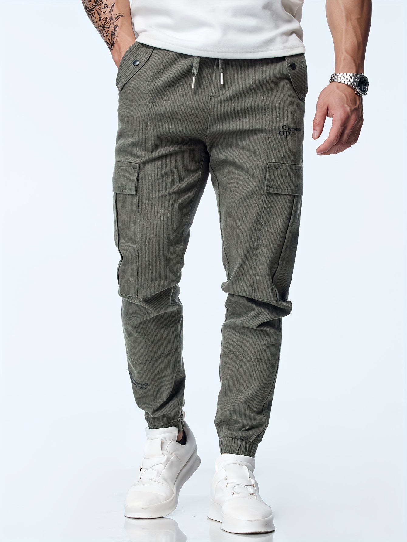 Drawstring store tapered pants