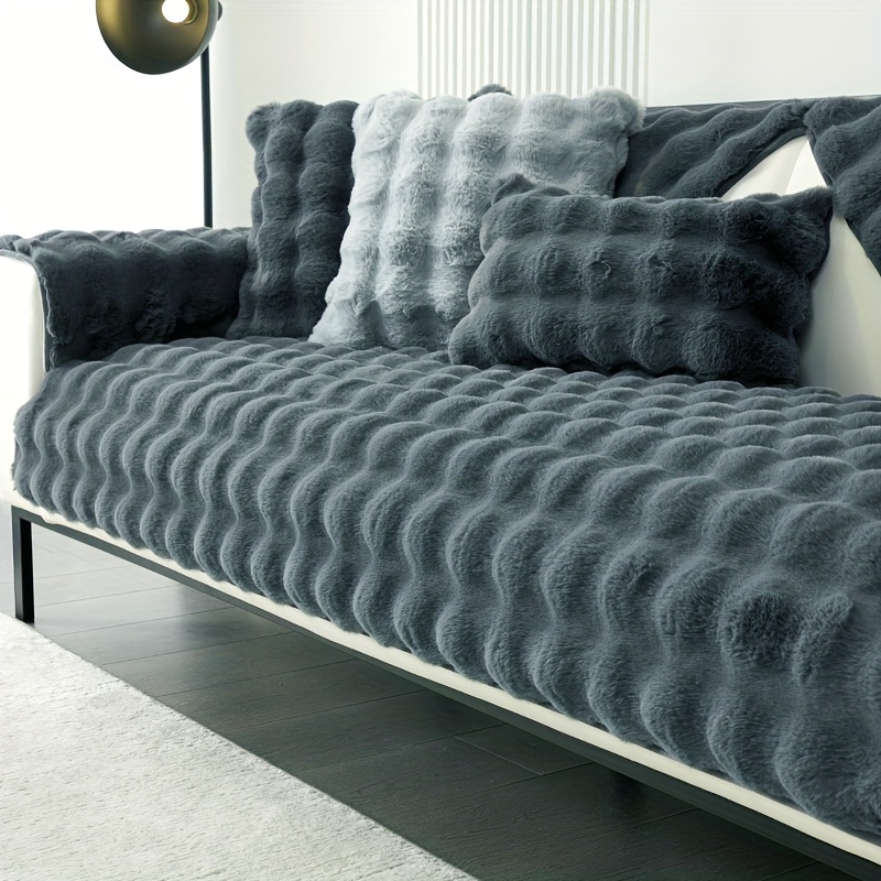 1pc Solide Farbe Imitation Kaninchen Plüsch Sofa Cover Weich - Temu Austria