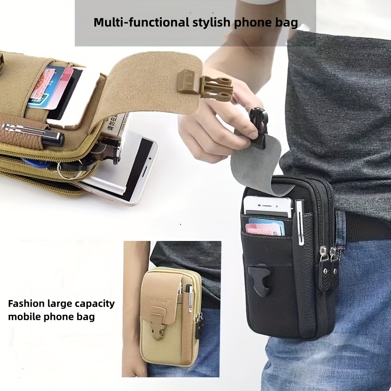 outdoor sports waist pack canvas belt clip bag large capacity storage bag mobile phone bag pen bag coin purse