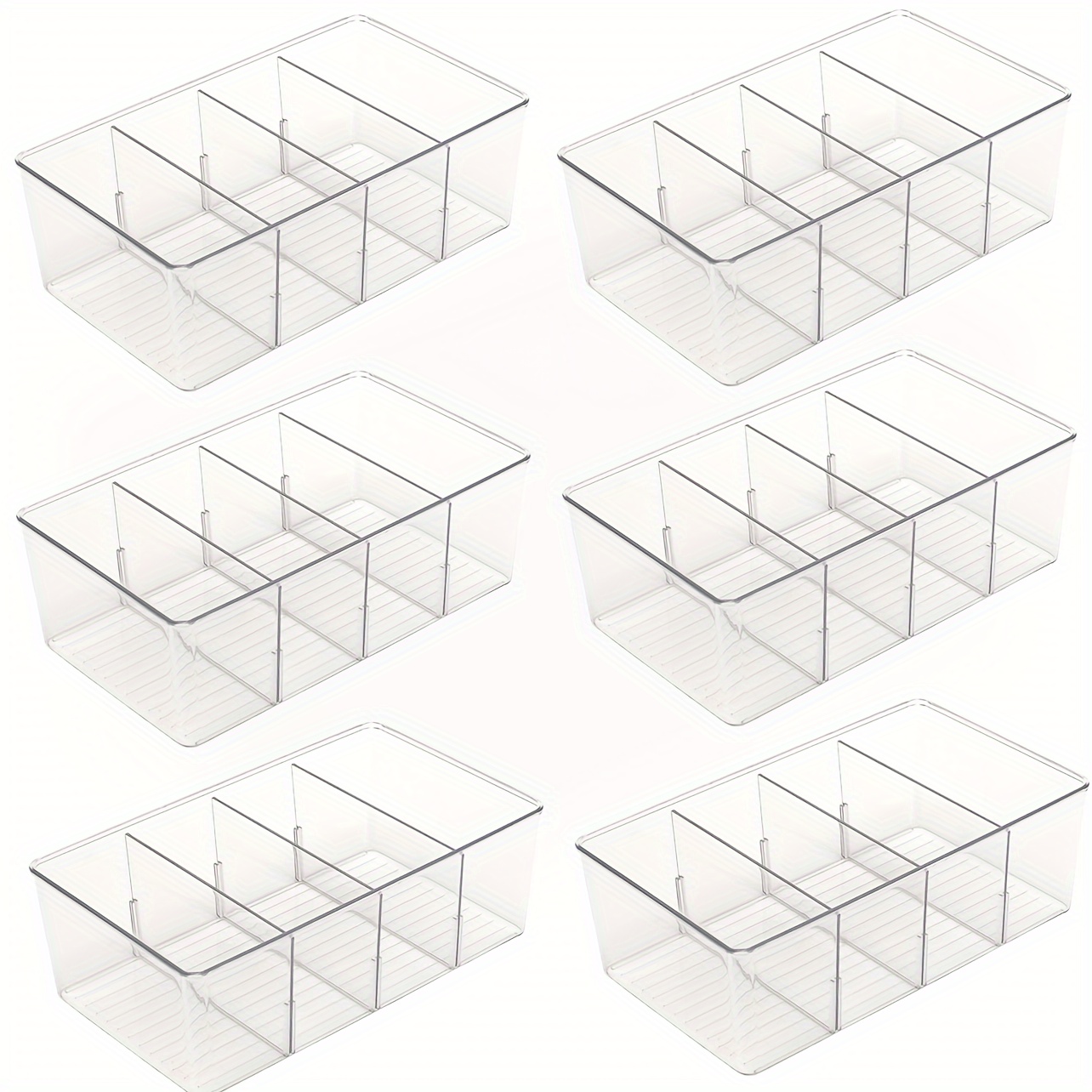  Clear Plastic Storage Bins with Dividers, Perfect for