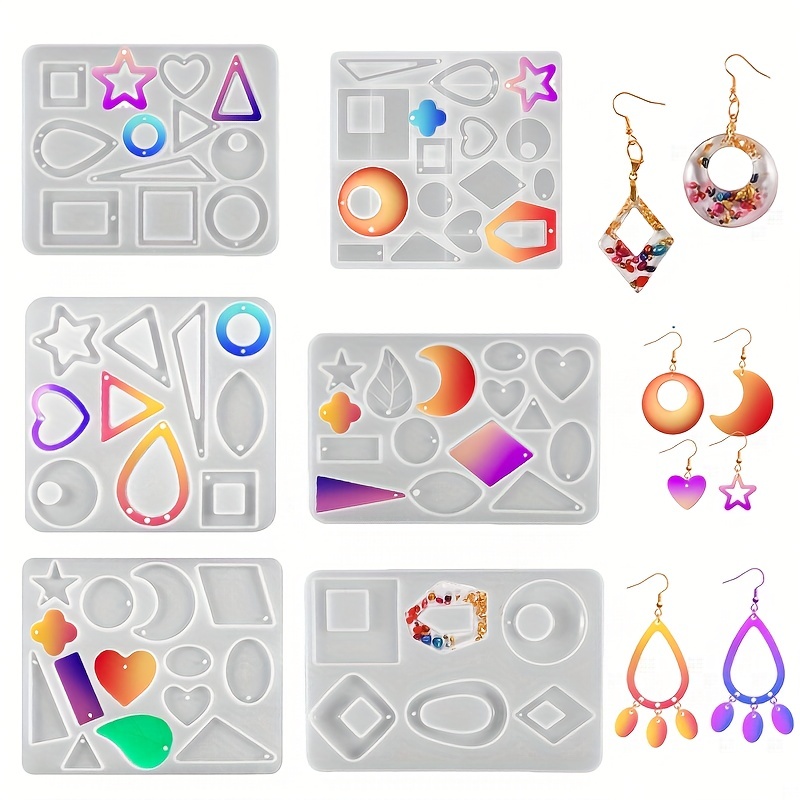 Geometric Earring Resin Molds Silicone Pendant Mould Epoxy Resin Casting  Molds for DIY Women Earrings,Pendant Craft Supplies