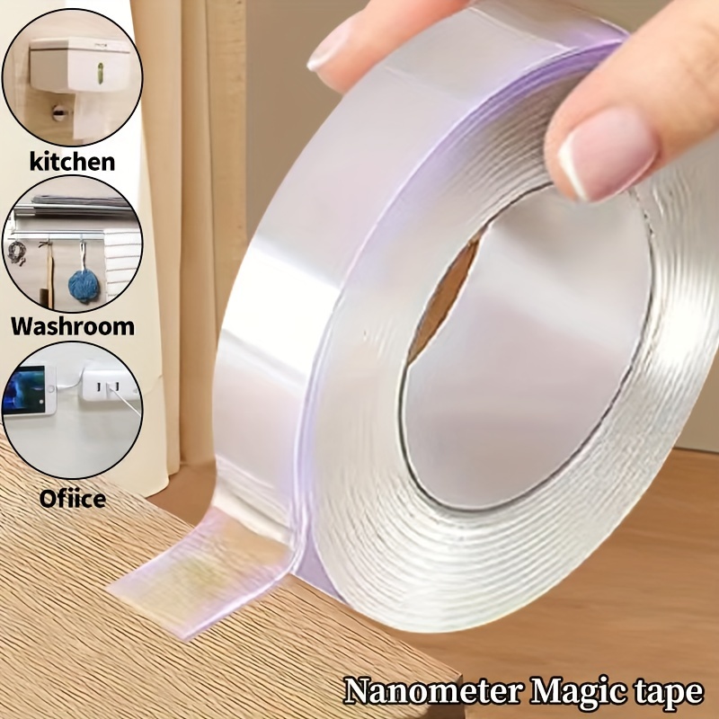 

1pc 1/3/5m 0.78inch Width Transparent Double-sided Tape: Reusable, Seamless, Strong And Versatile, Suitable For Home, Kitchen, Office And Car!