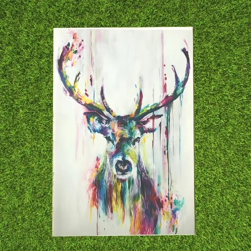1pc Watercolor Deer Canvas Wall Art Painting Poster Wall Mural Wildlife Picture Living Room Bedroom Kitchen Home Decorative Painting Frameless 17 x12