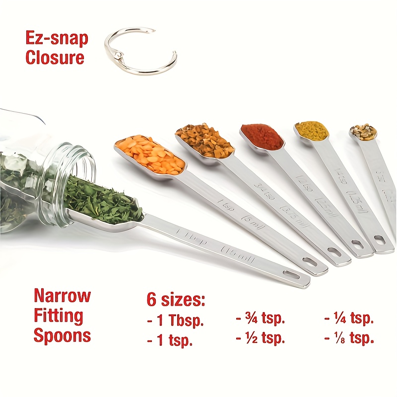 Department Store Stainless Steel Measuring Spoons; 6pcs Seasoning