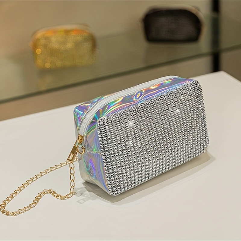 Mini Holographic Glitter Crossbody Bag - Silver