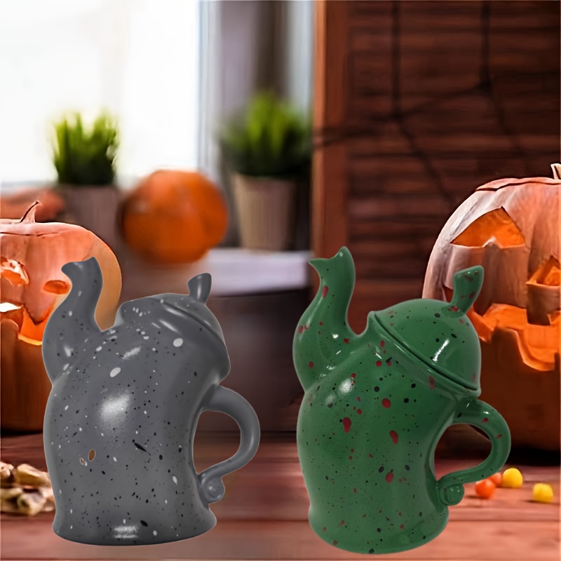 Desktop Cup Ornament, Drop Resistant Teapot with Attitude Stylish Decorate  for Halloween (Pink)