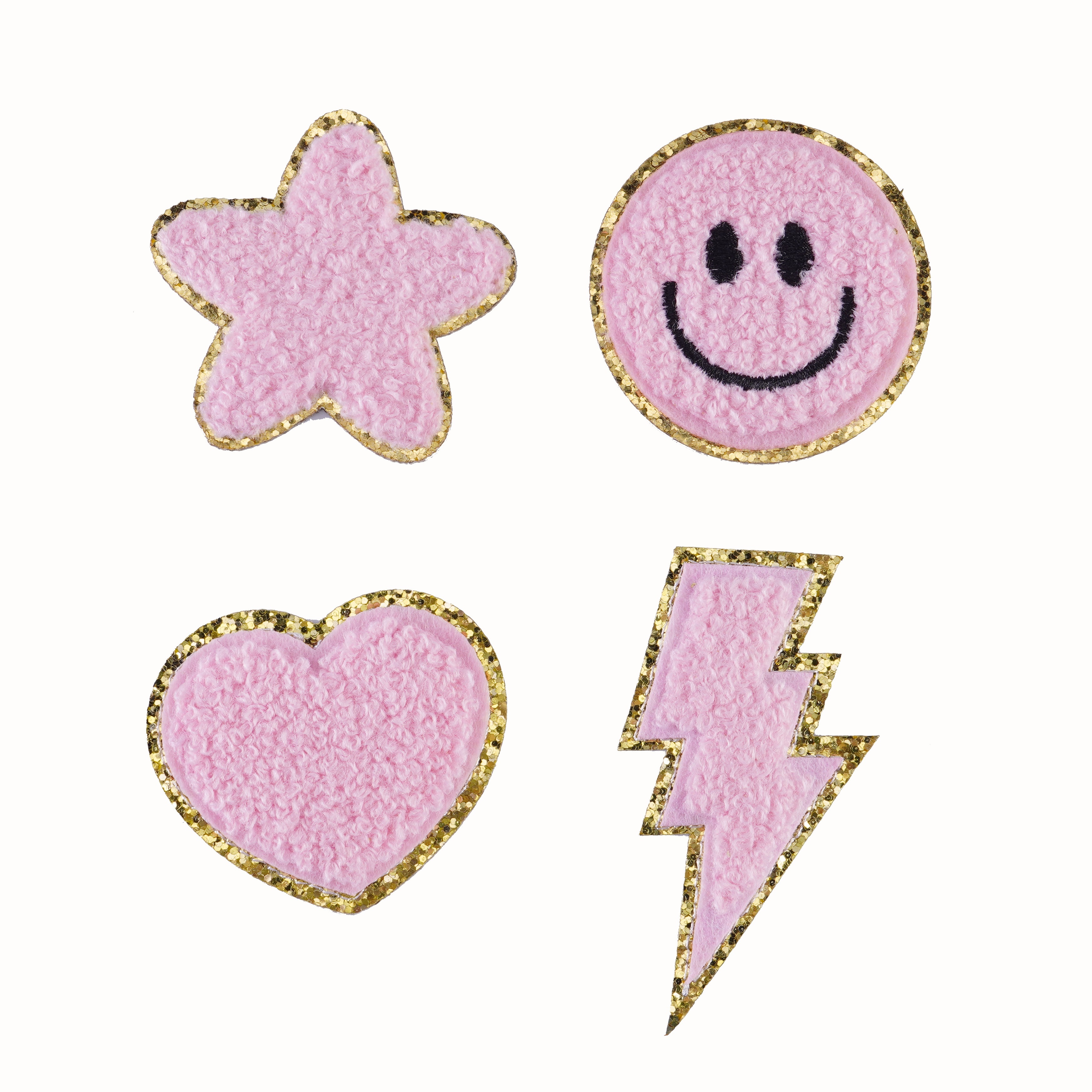 Cute Chenille Embroidered Patches Clouds Lightning Airplane Love