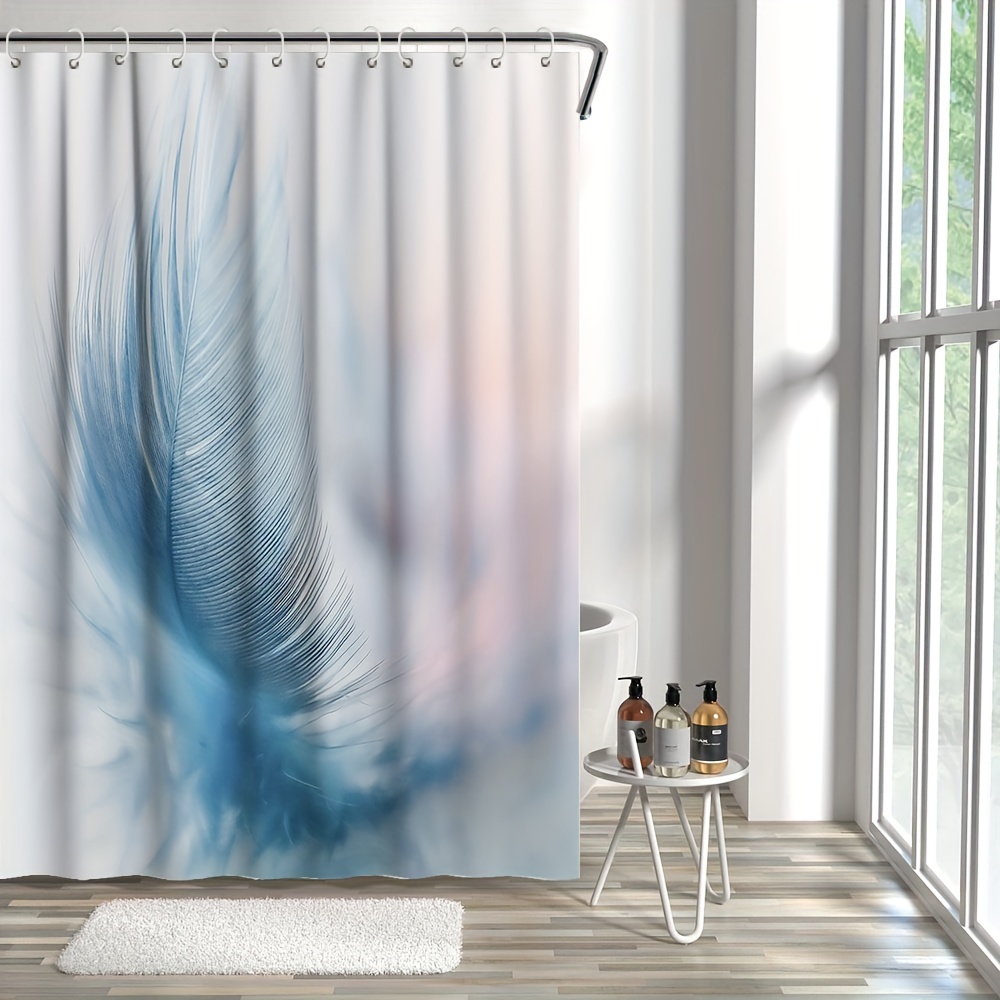 Feather Polyester Shower Curtain Waterproof Mold Resistant - Temu