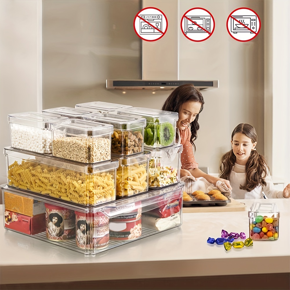 Refrigerator Stackable Storage Bins with Lids, Snack Fruit Storage