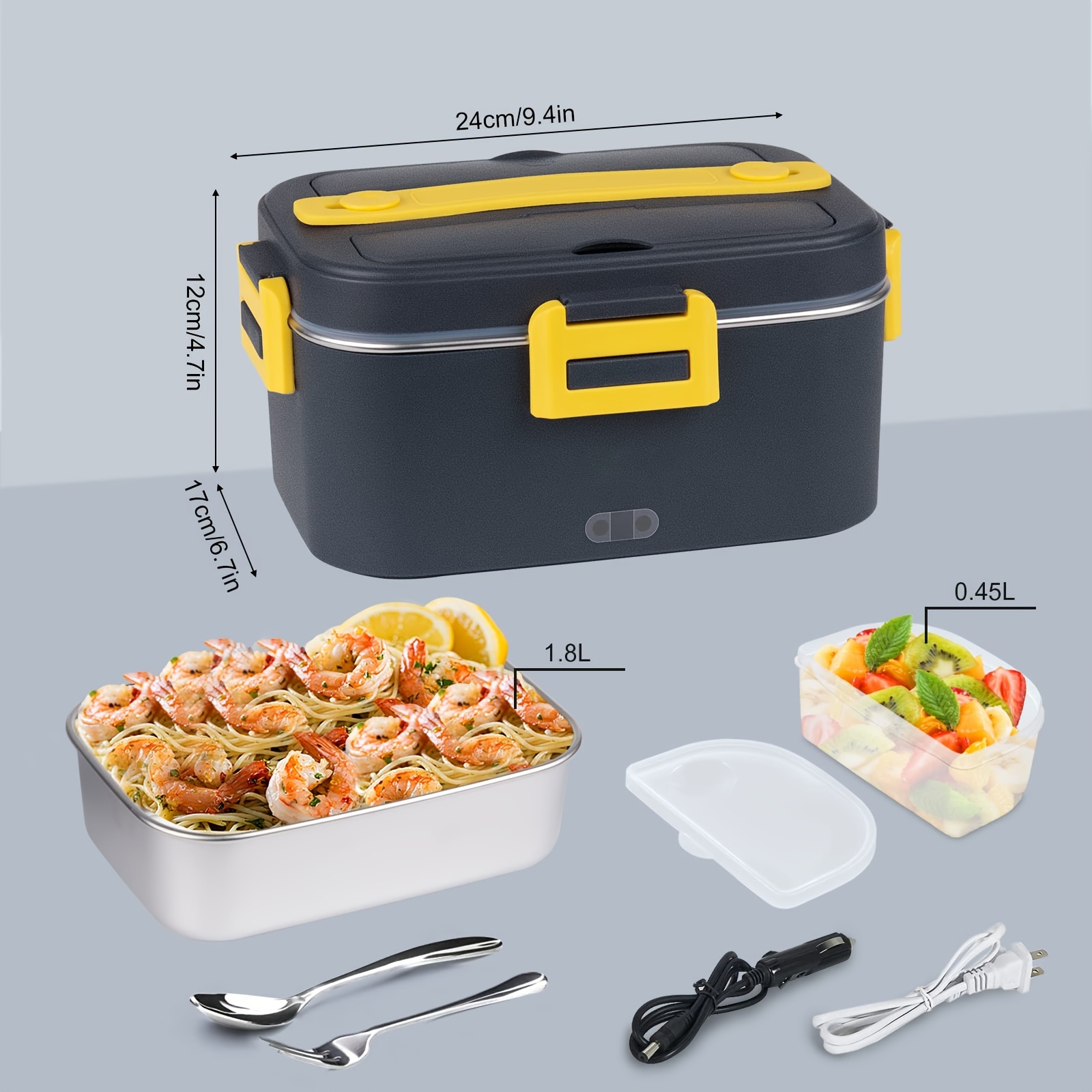 Electric Lunch Box Portable Food Warmer for Car and Home Upgrade Food  Heater 3 in 1 Dual Power Supply 12V 24V 110V 1.8L Large Capacity Removable