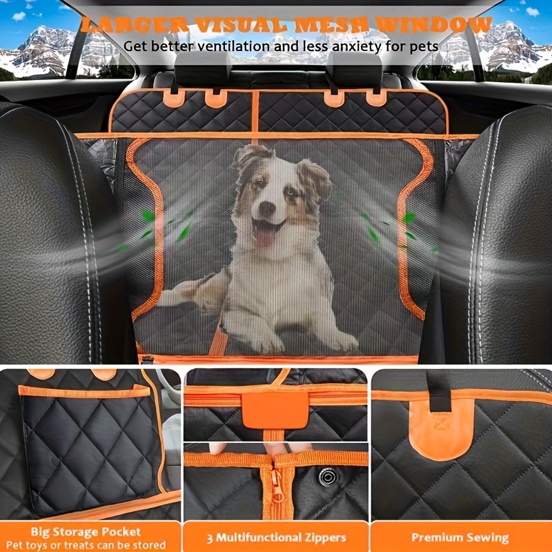 Dog Back Seat Cover Protector Waterproof Scratchproof Nonslip Hammock for  Dogs (XL Black/Orange)