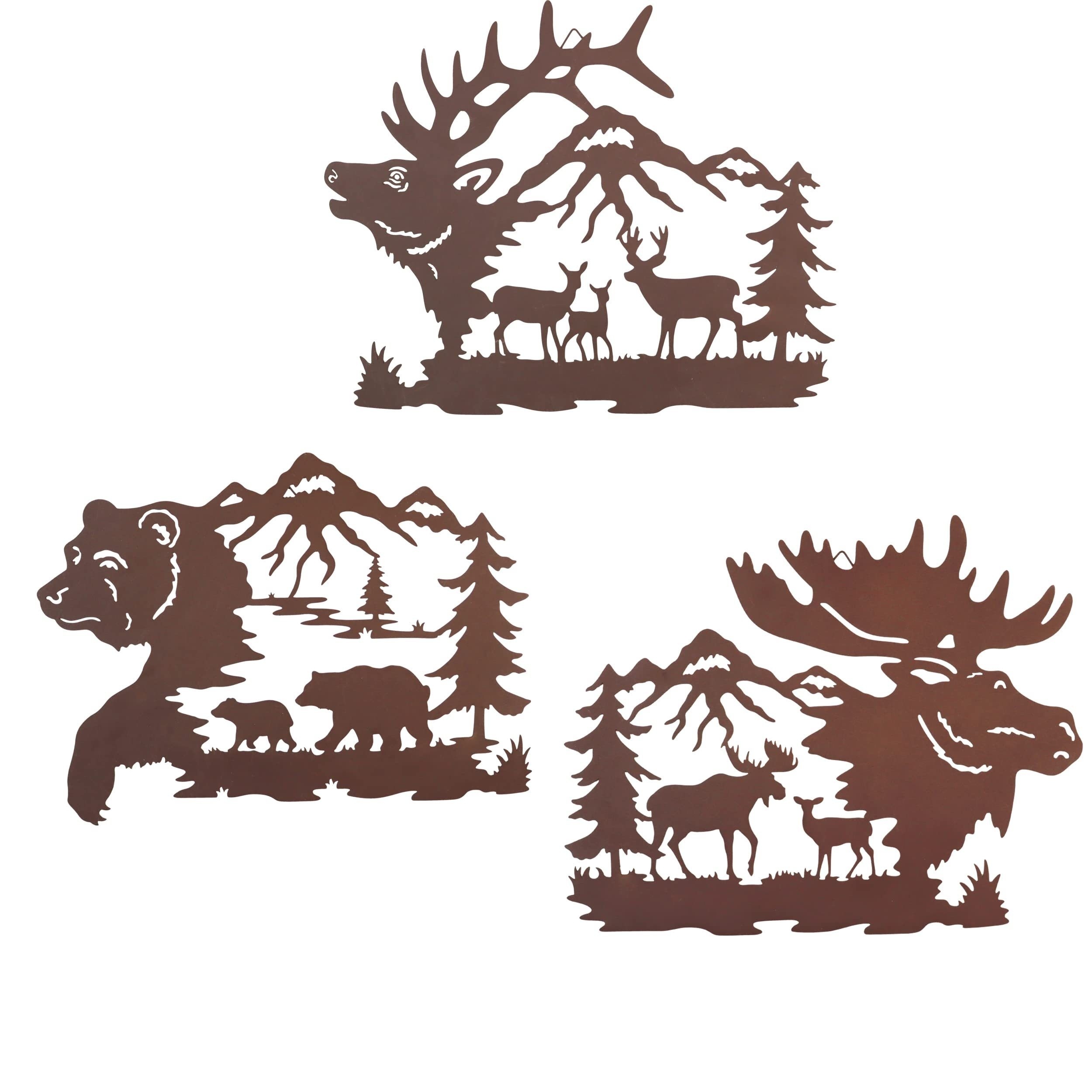 Wild Animal Wall Hanging Decor Deer Bear In The Forest Pine - Temu