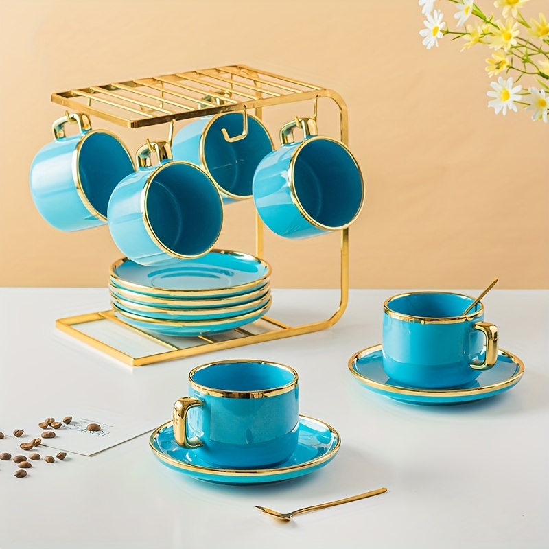 2 Sets, Coffee Cup, Ceramic Coffee Cup Set, Luxury Coffee Set With Tray,  Coffee Mug Set With Coffee Spoon, Creative Coffee Cup For Office Home, Water