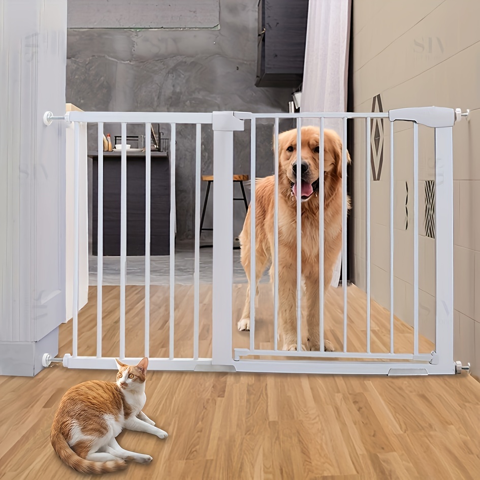 Puerta de bebé con puerta para gatos extra ancha – 29 ~ 53 pulgadas puerta  de metal sin perforaciones para niños con puerta para mascotas, puerta de