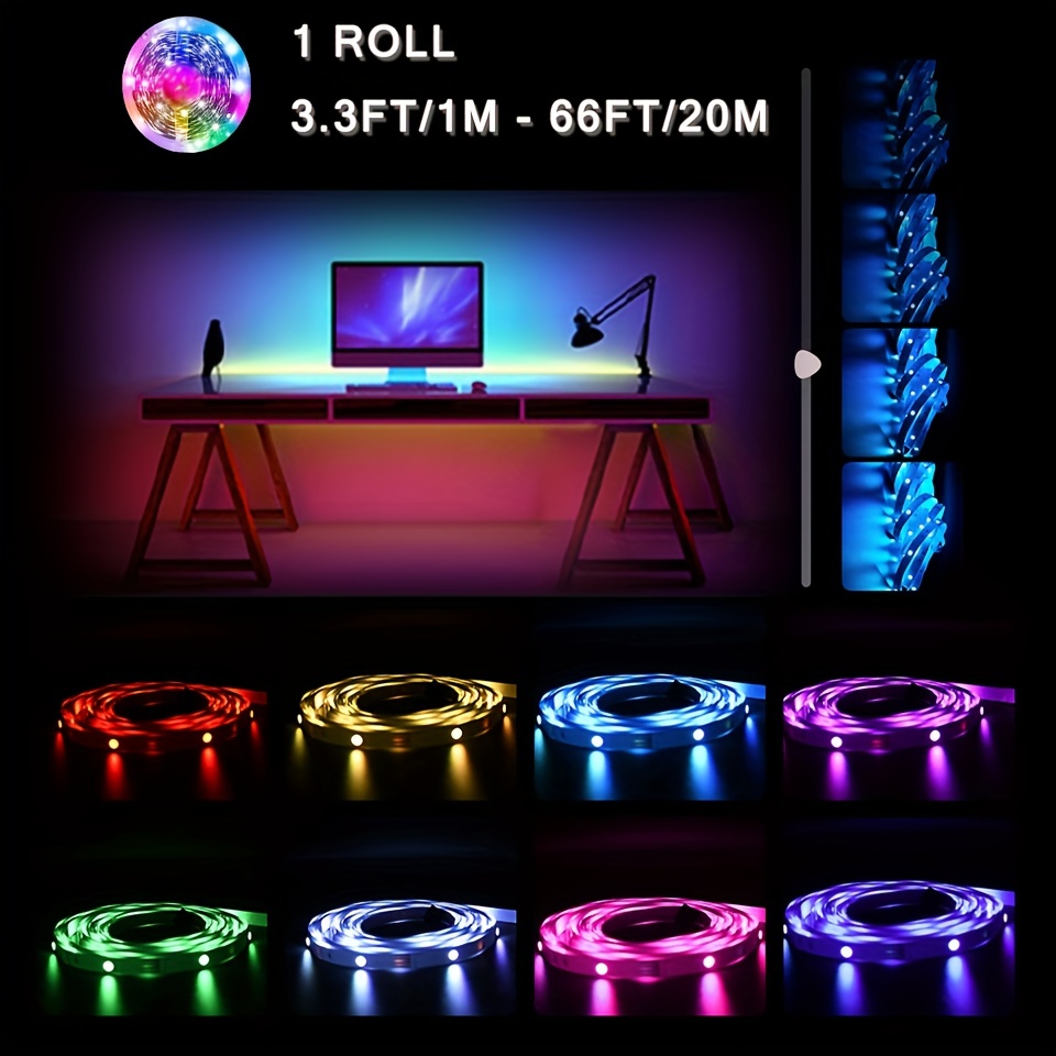 DAYBETTER 100ft LED Strip Lights for Bedroom,Alexa Room Decor Led  Lights,5050 RGB Color Changing Music Sync with App Remote (2 Rolls of 50ft)