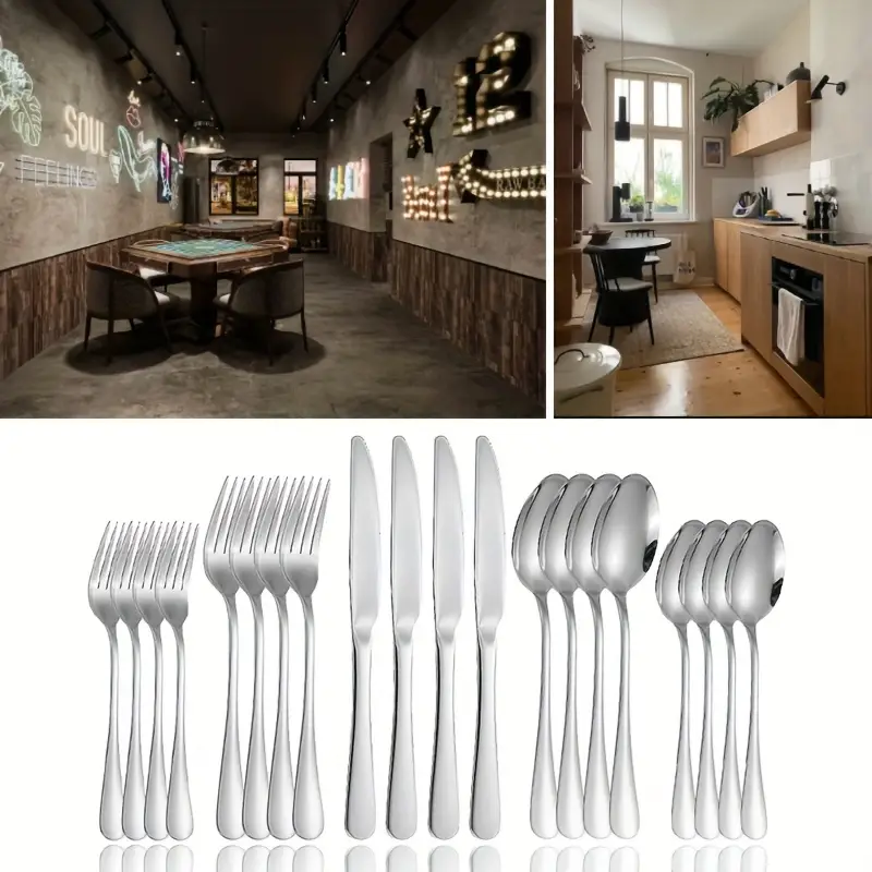 Stainless Steel Tableware Set, Cutlery Utensil Sets, Fork, Spoon