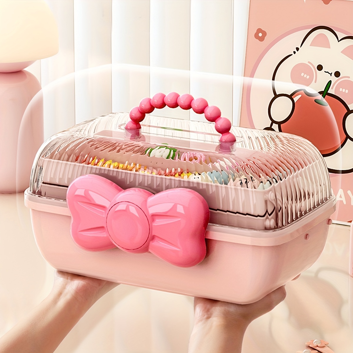 Plastic Cute Bowknot Jewelry Storage Box Jewelry Hair - Temu