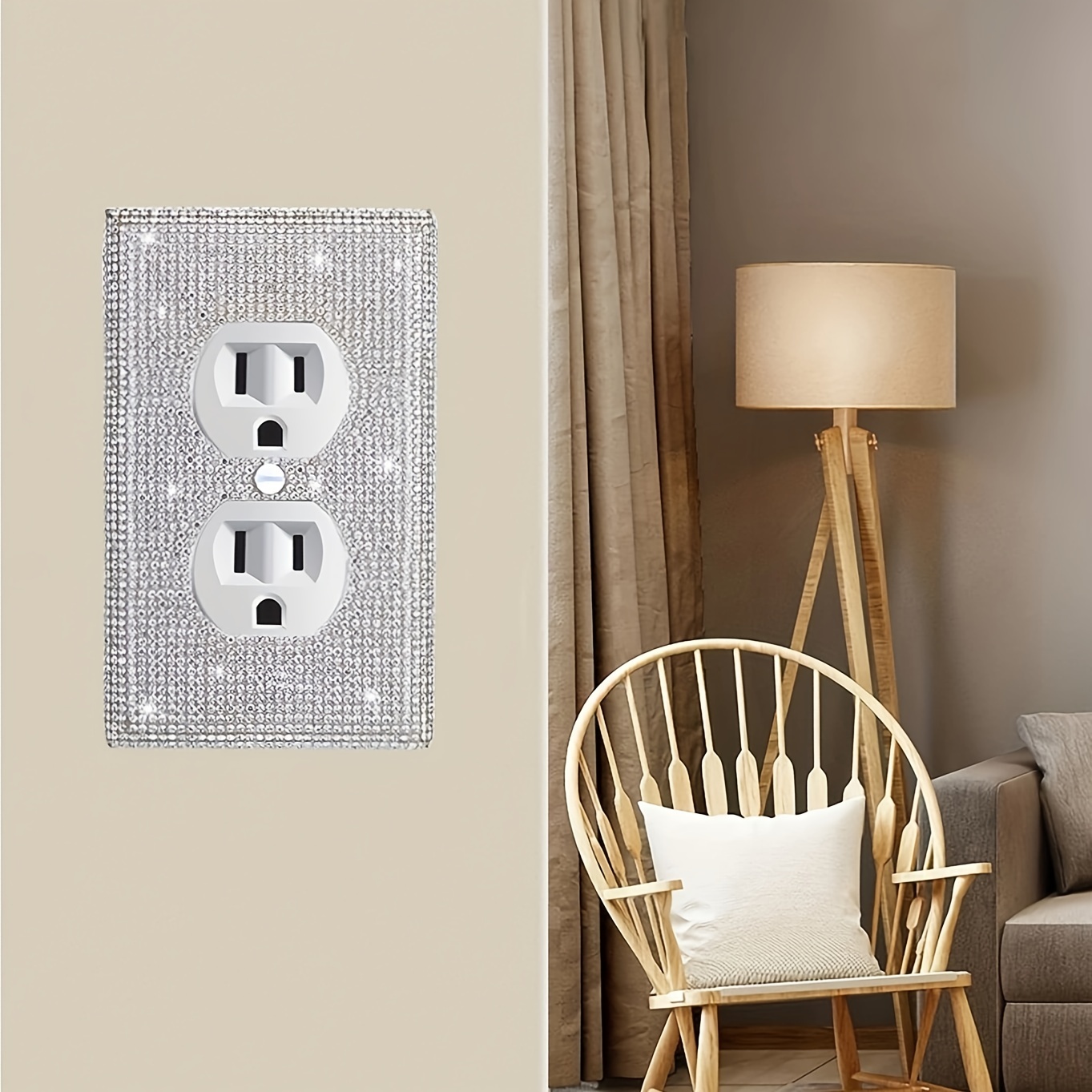 1pc Cubiertas Enchufes Pared Placa Pared Plateada Brillante - Temu