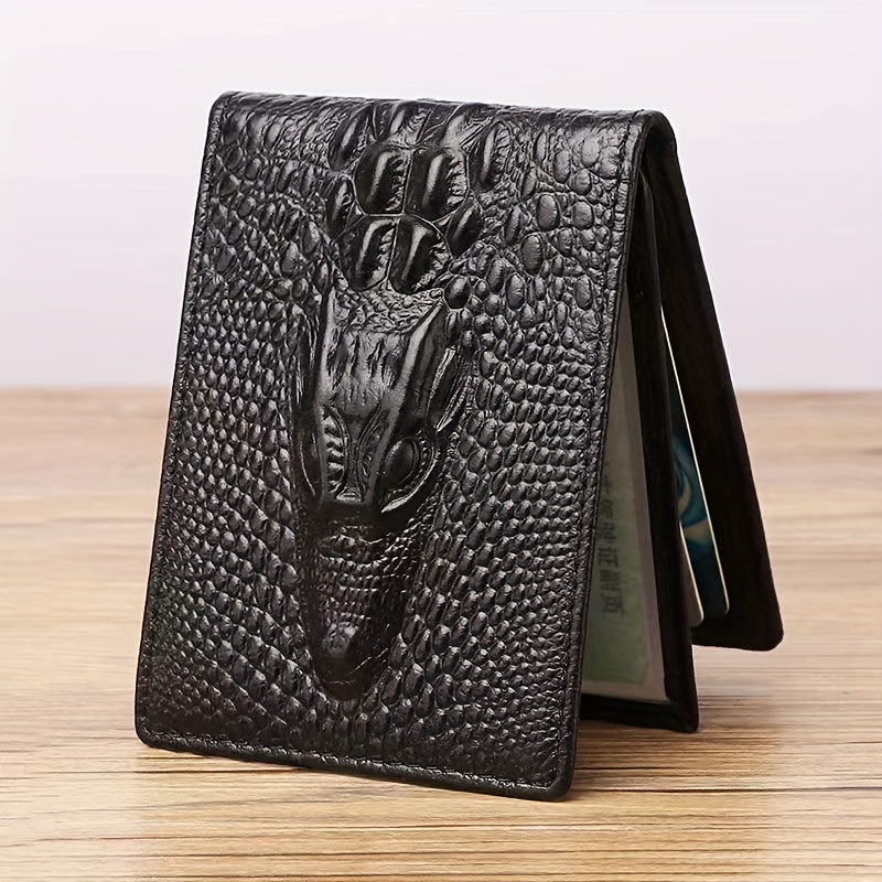 Crocodile Pattern Solid Color Multi-card Slot Purse Credit Card