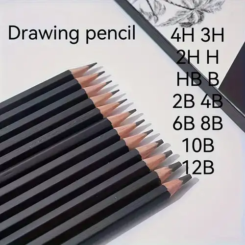 Shades of different pencils, 2B, 4B, 6B, 8B, 10B