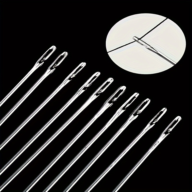 1PC Vintage Metal Needle Case with 12pcs Big Eye Self Threading Needles  Hand Sewing Needle Organizer Needlework Sewing Tools